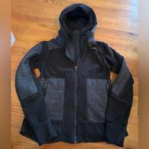 LULULEMON Fleecy Keen Jacket Black Removable Hood Size 8